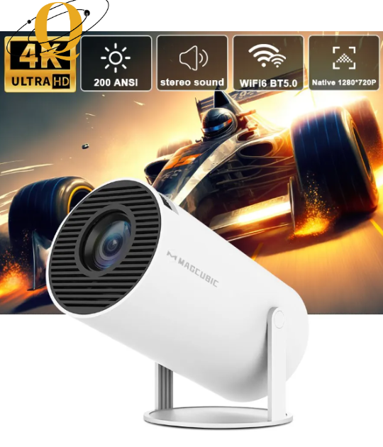 Hy300 4K Android 11 Tourist Projector, Wifi 6 H713, BTpig, 1080P, 1280*720P, Home Cinema, Outdoor 4