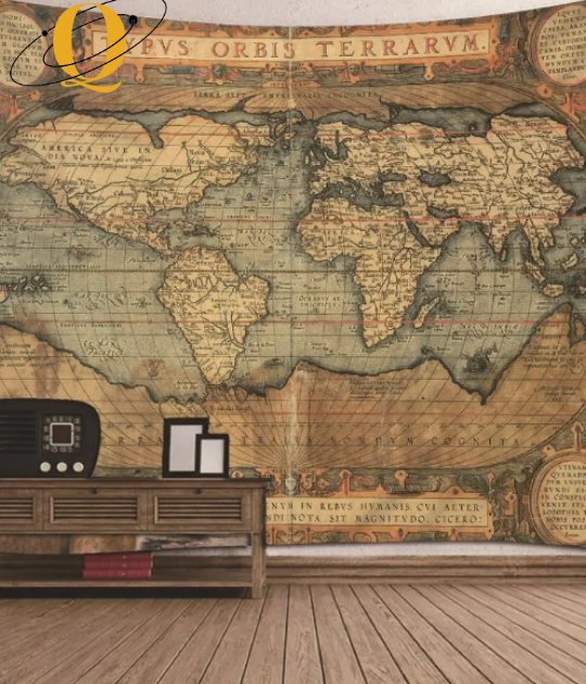 Vintage world map wall tapestry 1